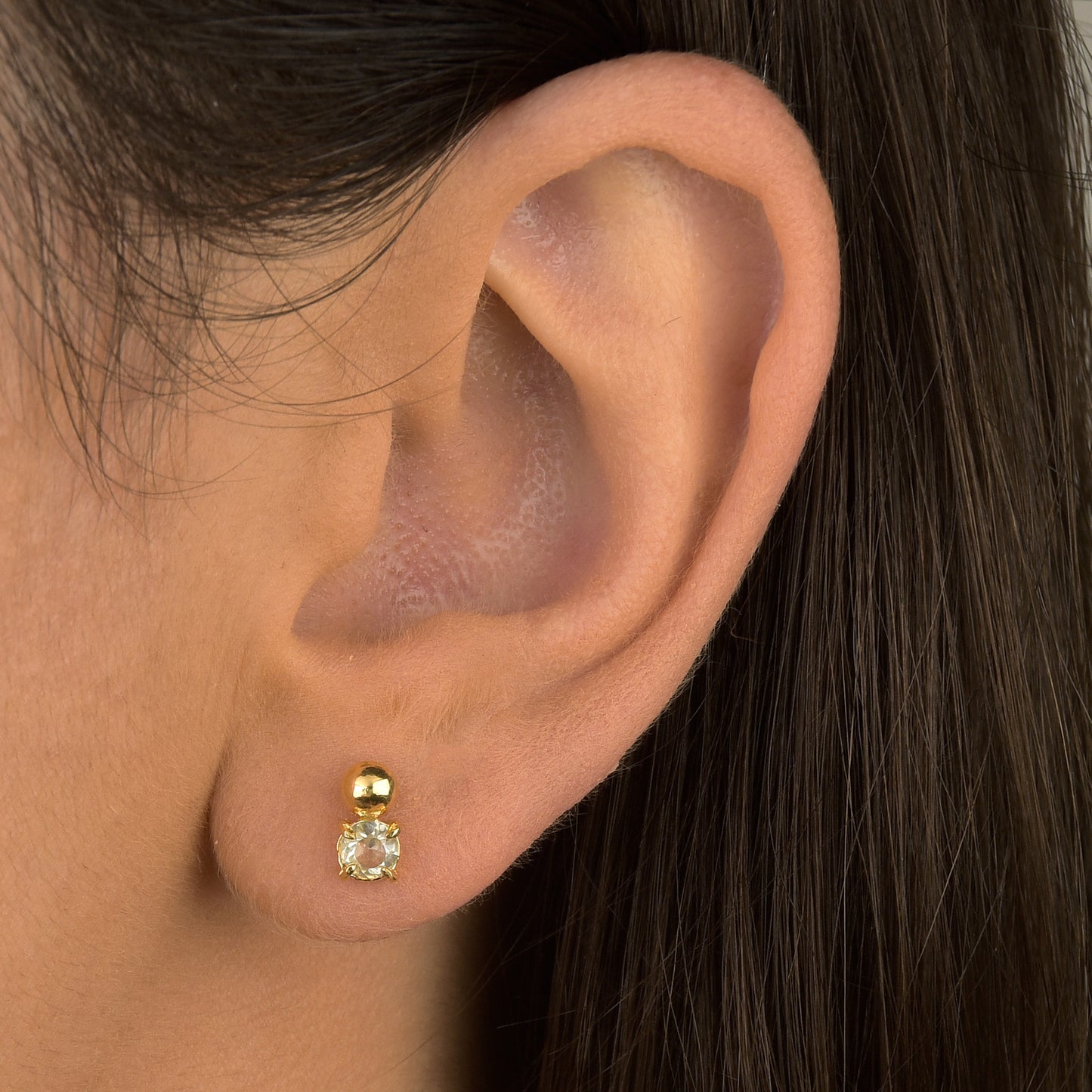 Brincos de ouro prasiolita facetados